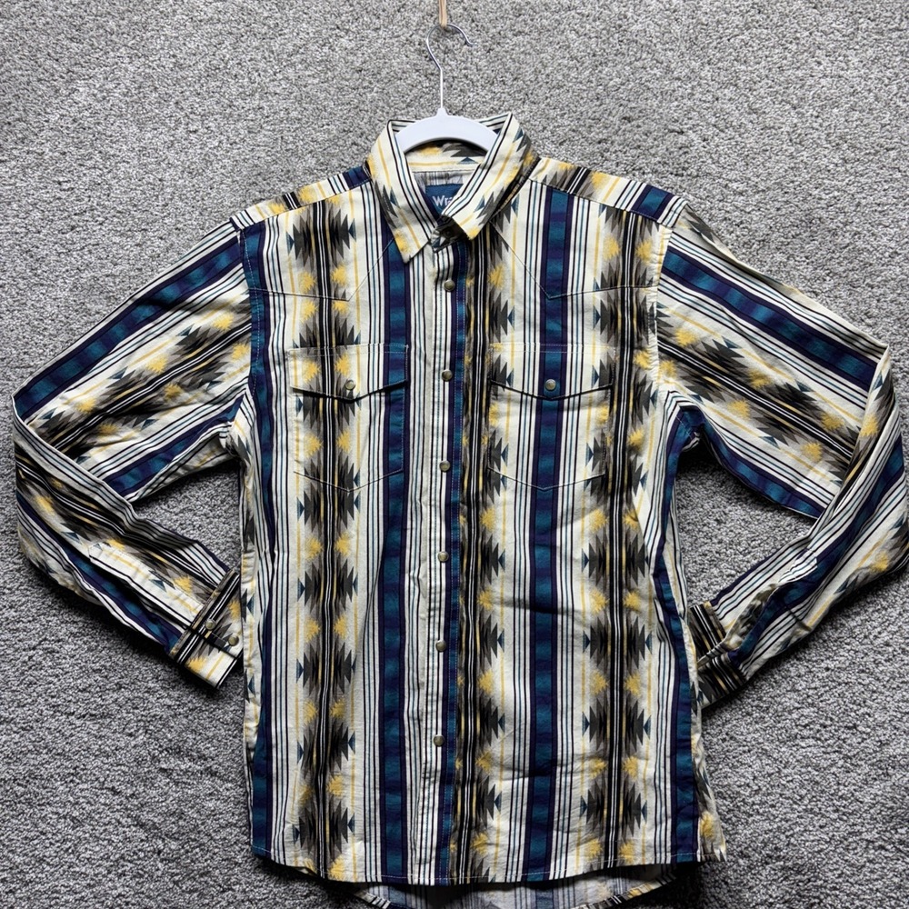 Vintage Wrangler Western Pearl Snap Long Sleeve Shirt Aztec Navajo Women's XL‎